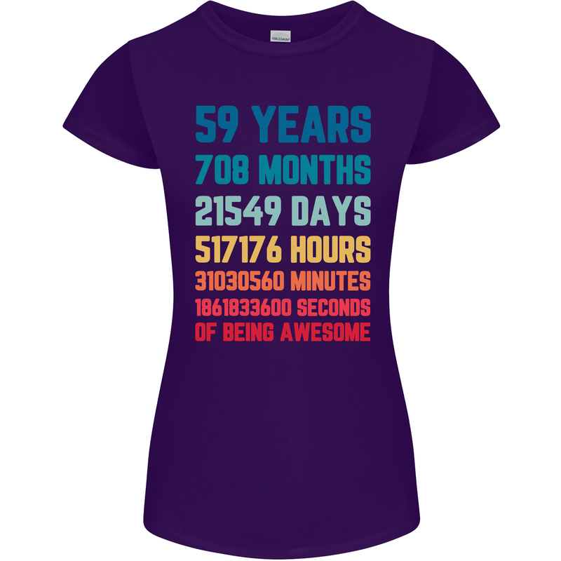 59th Birthday 59 Year Old Womens Petite Cut T-Shirt Purple