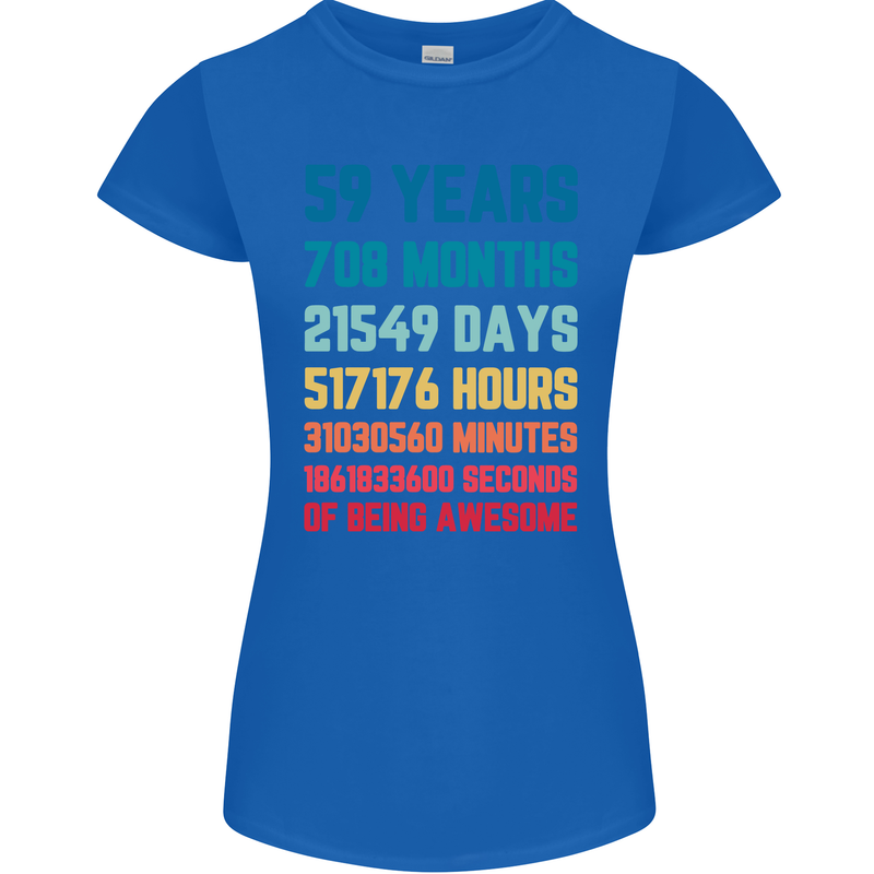 59th Birthday 59 Year Old Womens Petite Cut T-Shirt Royal Blue