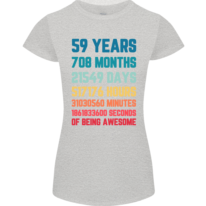 59th Birthday 59 Year Old Womens Petite Cut T-Shirt Sports Grey