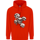 5 Skulls Demons Biker Gothic Heavy Metal Childrens Kids Hoodie Bright Red