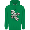 5 Skulls Demons Biker Gothic Heavy Metal Childrens Kids Hoodie Irish Green