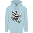 5 Skulls Demons Biker Gothic Heavy Metal Childrens Kids Hoodie Light Blue