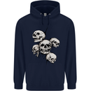5 Skulls Demons Biker Gothic Heavy Metal Childrens Kids Hoodie Navy Blue