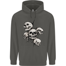5 Skulls Demons Biker Gothic Heavy Metal Childrens Kids Hoodie Storm Grey
