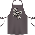 5 Skulls Demons Biker Gothic Heavy Metal Cotton Apron 100% Organic Dark Grey