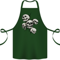5 Skulls Demons Biker Gothic Heavy Metal Cotton Apron 100% Organic Forest Green