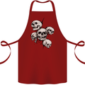 5 Skulls Demons Biker Gothic Heavy Metal Cotton Apron 100% Organic Maroon