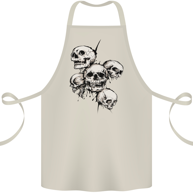 5 Skulls Demons Biker Gothic Heavy Metal Cotton Apron 100% Organic Natural