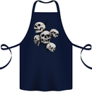 5 Skulls Demons Biker Gothic Heavy Metal Cotton Apron 100% Organic Navy Blue