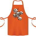 5 Skulls Demons Biker Gothic Heavy Metal Cotton Apron 100% Organic Orange