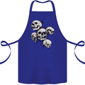 5 Skulls Demons Biker Gothic Heavy Metal Cotton Apron 100% Organic Royal Blue