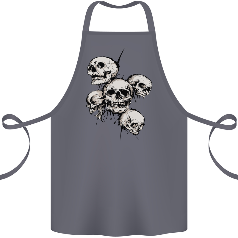5 Skulls Demons Biker Gothic Heavy Metal Cotton Apron 100% Organic Steel