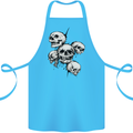 5 Skulls Demons Biker Gothic Heavy Metal Cotton Apron 100% Organic Turquoise