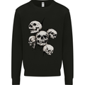 5 Skulls Demons Biker Gothic Heavy Metal Kids Sweatshirt Jumper Black
