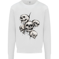 5 Skulls Demons Biker Gothic Heavy Metal Kids Sweatshirt Jumper White