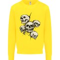 5 Skulls Demons Biker Gothic Heavy Metal Kids Sweatshirt Jumper Yellow