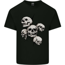 5 Skulls Demons Biker Gothic Heavy Metal Kids T-Shirt Childrens Black