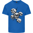 5 Skulls Demons Biker Gothic Heavy Metal Kids T-Shirt Childrens Royal Blue