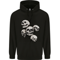 5 Skulls Demons Biker Gothic Heavy Metal Mens 80% Cotton Hoodie Black