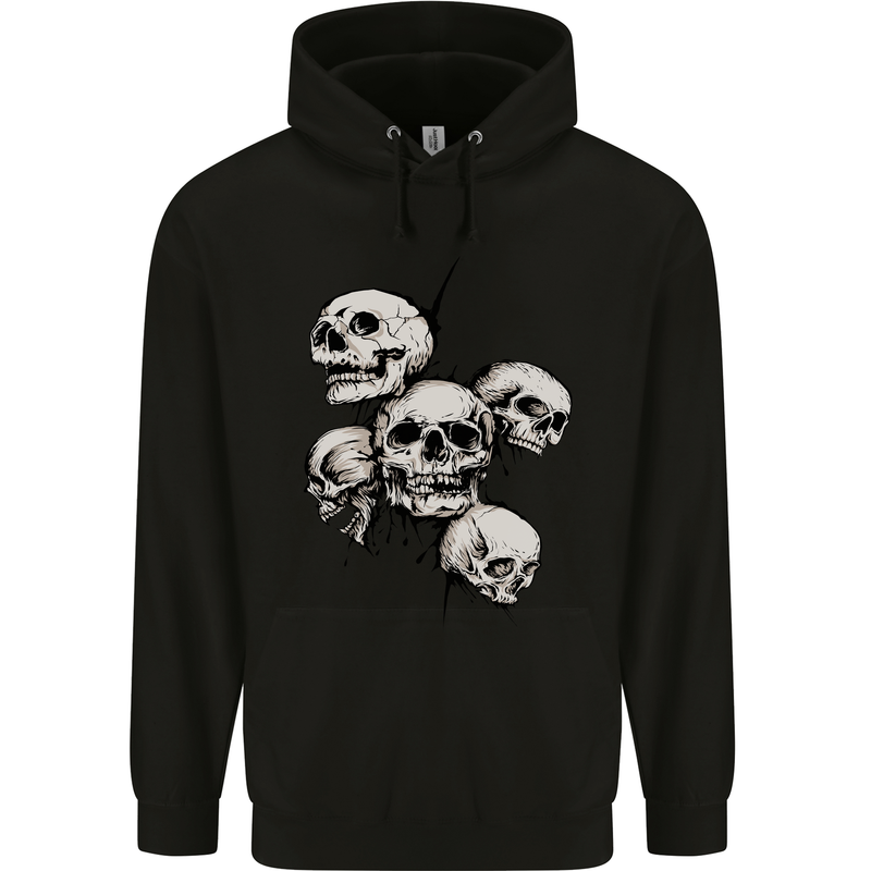 5 Skulls Demons Biker Gothic Heavy Metal Mens 80% Cotton Hoodie Black