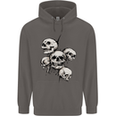 5 Skulls Demons Biker Gothic Heavy Metal Mens 80% Cotton Hoodie Charcoal