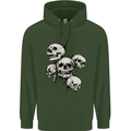 5 Skulls Demons Biker Gothic Heavy Metal Mens 80% Cotton Hoodie Forest Green