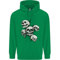5 Skulls Demons Biker Gothic Heavy Metal Mens 80% Cotton Hoodie Irish Green