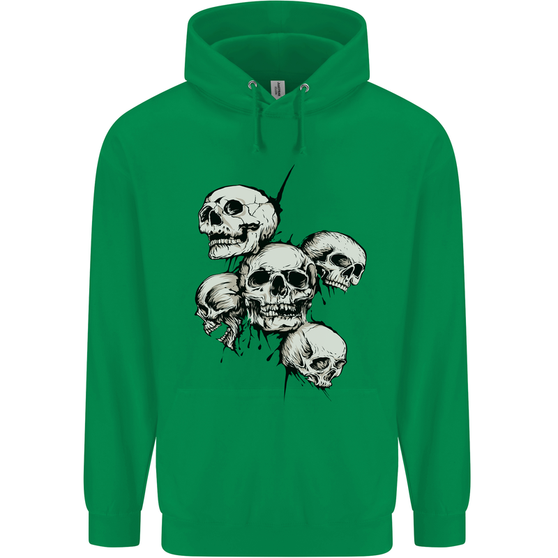 5 Skulls Demons Biker Gothic Heavy Metal Mens 80% Cotton Hoodie Irish Green