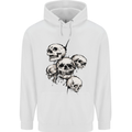 5 Skulls Demons Biker Gothic Heavy Metal Mens 80% Cotton Hoodie White