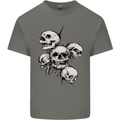 5 Skulls Demons Biker Gothic Heavy Metal Mens Cotton T-Shirt Tee Top Charcoal
