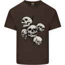 5 Skulls Demons Biker Gothic Heavy Metal Mens Cotton T-Shirt Tee Top Dark Chocolate