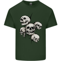5 Skulls Demons Biker Gothic Heavy Metal Mens Cotton T-Shirt Tee Top Forest Green