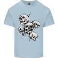 5 Skulls Demons Biker Gothic Heavy Metal Mens Cotton T-Shirt Tee Top Light Blue