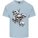5 Skulls Demons Biker Gothic Heavy Metal Mens Cotton T-Shirt Tee Top Light Blue