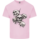 5 Skulls Demons Biker Gothic Heavy Metal Mens Cotton T-Shirt Tee Top Light Pink