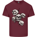 5 Skulls Demons Biker Gothic Heavy Metal Mens Cotton T-Shirt Tee Top Maroon
