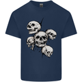 5 Skulls Demons Biker Gothic Heavy Metal Mens Cotton T-Shirt Tee Top Navy Blue