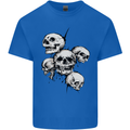 5 Skulls Demons Biker Gothic Heavy Metal Mens Cotton T-Shirt Tee Top Royal Blue