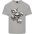 5 Skulls Demons Biker Gothic Heavy Metal Mens Cotton T-Shirt Tee Top Sports Grey