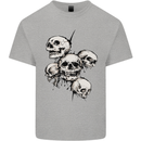 5 Skulls Demons Biker Gothic Heavy Metal Mens Cotton T-Shirt Tee Top Sports Grey