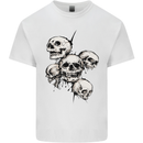 5 Skulls Demons Biker Gothic Heavy Metal Mens Cotton T-Shirt Tee Top White