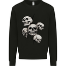 5 Skulls Demons Biker Gothic Heavy Metal Mens Sweatshirt Jumper Black