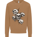 5 Skulls Demons Biker Gothic Heavy Metal Mens Sweatshirt Jumper Caramel Latte