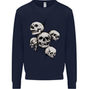 5 Skulls Demons Biker Gothic Heavy Metal Mens Sweatshirt Jumper Navy Blue