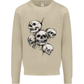 5 Skulls Demons Biker Gothic Heavy Metal Mens Sweatshirt Jumper Sand