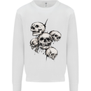 5 Skulls Demons Biker Gothic Heavy Metal Mens Sweatshirt Jumper White