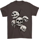 5 Skulls Demons Biker Gothic Heavy Metal Mens T-Shirt Cotton Gildan Dark Chocolate