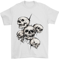 5 Skulls Demons Biker Gothic Heavy Metal Mens T-Shirt Cotton Gildan White