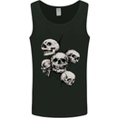 5 Skulls Demons Biker Gothic Heavy Metal Mens Vest Tank Top Black