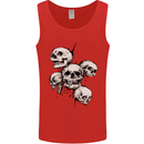 5 Skulls Demons Biker Gothic Heavy Metal Mens Vest Tank Top Red